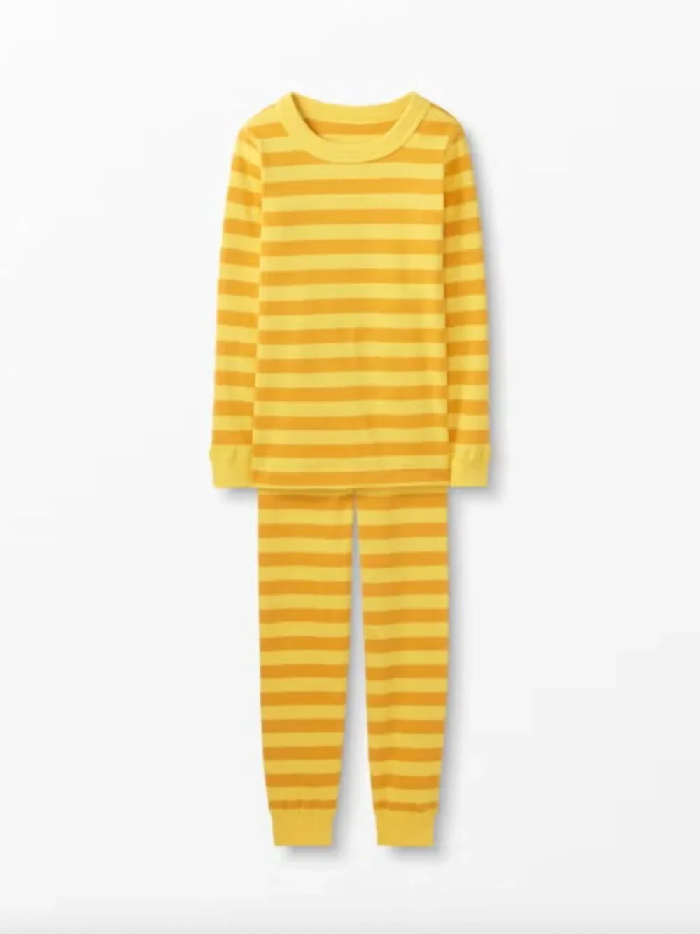 Hanna Andersson Striped Long John Pajama Set Swedish Yellow/Golden Hour - 4 100